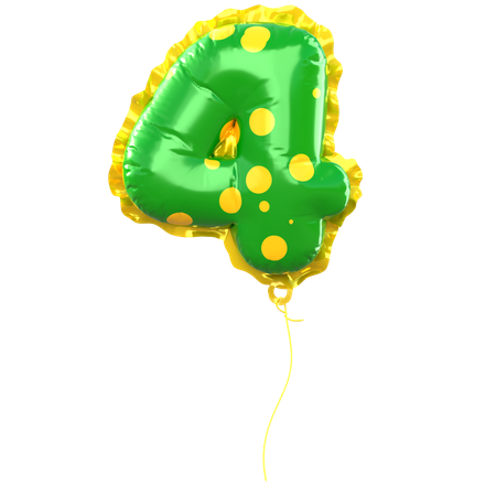 Balloon Number 4  3D Icon