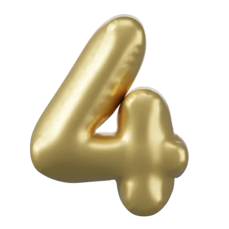 Balloon Number 4  3D Icon