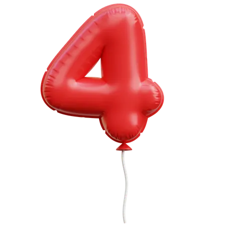 Balloon Number 4  3D Icon