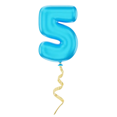 3 D Balloon Number 5 Icon 3D Icon