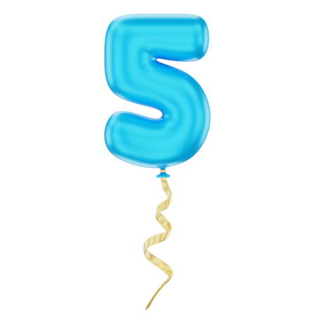 Balloon Number 5  3D Icon