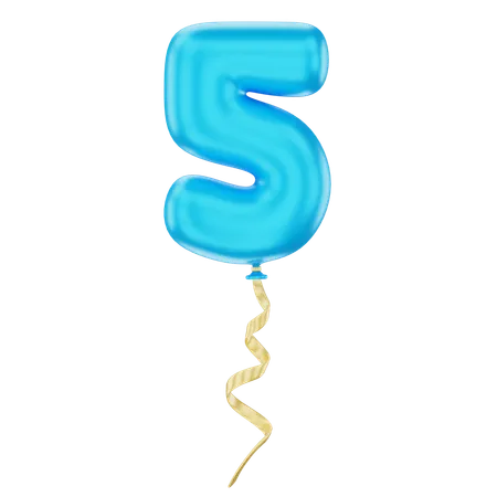 Balloon Number 5  3D Icon