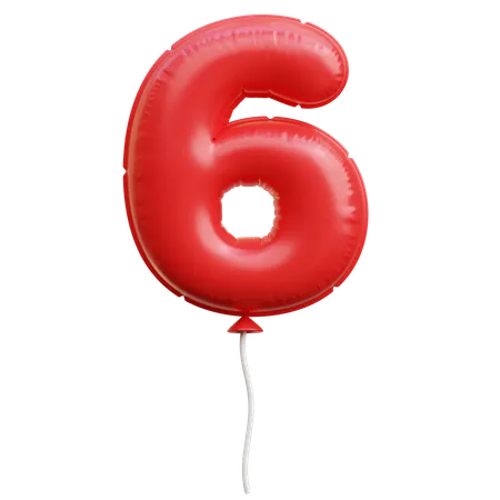 Balloon Number 6  3D Icon