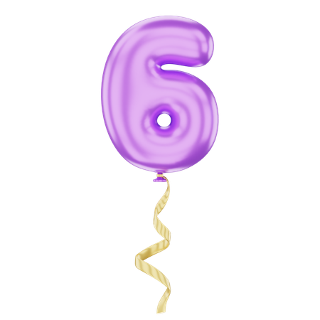 Balloon Number 6  3D Icon