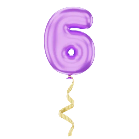 Balloon Number 6  3D Icon