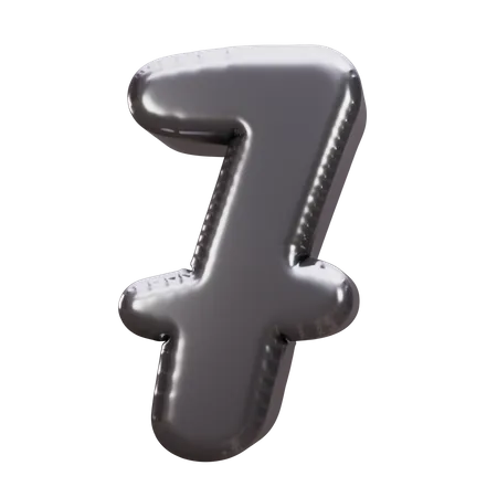 Balloon Number 7  3D Icon