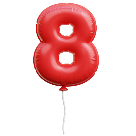 Balloon Number 8  3D Icon