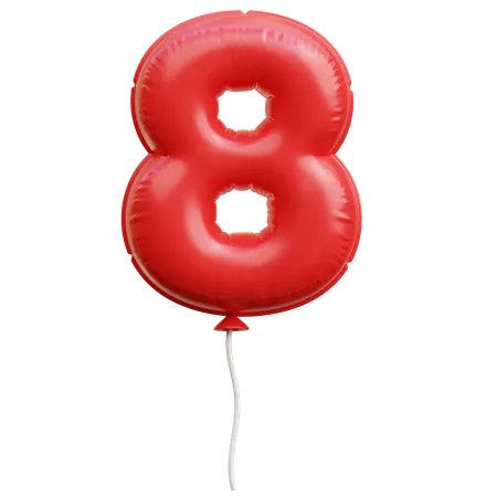 Balloon Number 8  3D Icon