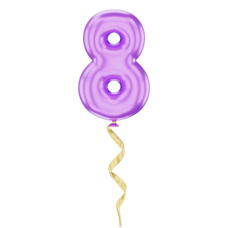 Balloon Number 8  3D Icon