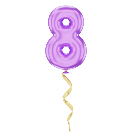 Balloon Number 8  3D Icon