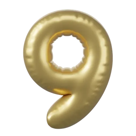 Balloon Number 9  3D Icon