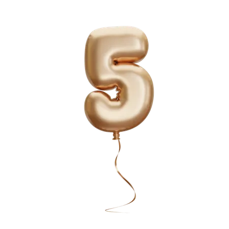 3 D Balloon Number Five 3D Icon