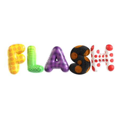 Balloon Text Flash  3D Icon