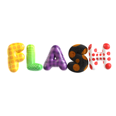 Balloon Text Flash  3D Icon