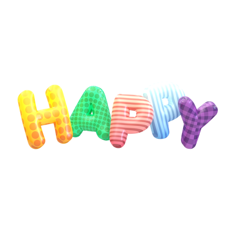 Balloon Text Happy  3D Icon