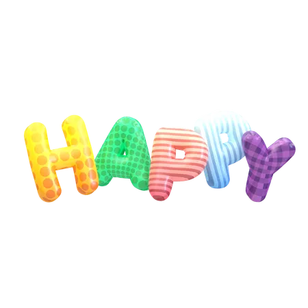 Balloon Text Happy  3D Icon