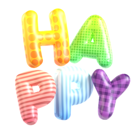 Balloon Text Happy  3D Icon