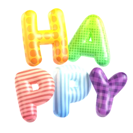 Balloon Text Happy  3D Icon