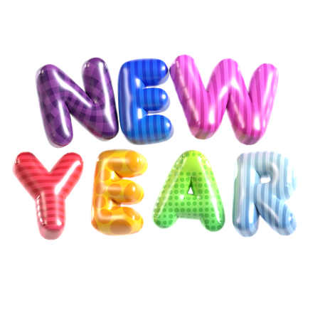 Balloon Text New Year  3D Icon