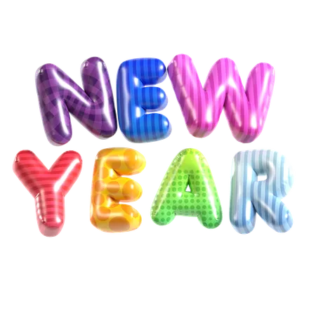 Balloon Text New Year  3D Icon