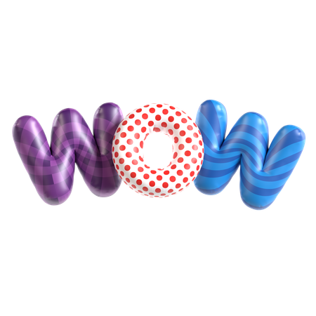 Balloon Text Wow  3D Icon