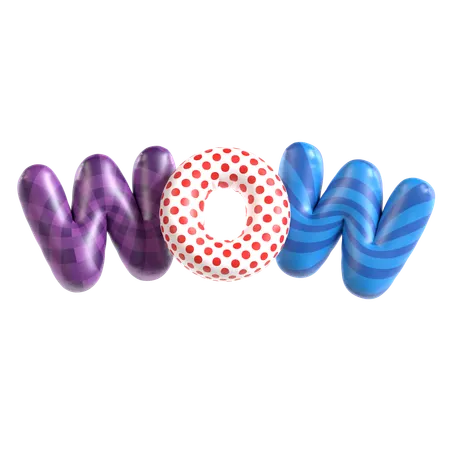 Balloon Text Wow  3D Icon