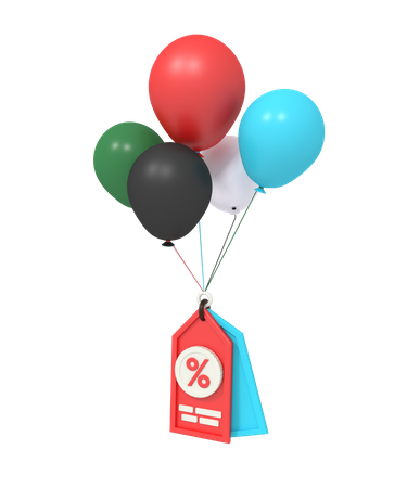 Balloon With Discount Badge 3D Icon