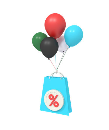 Balloon With Discount Bag  3D Icon