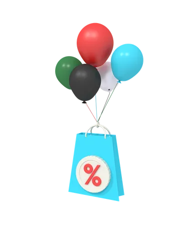 Balloon With Discount Bag  3D Icon