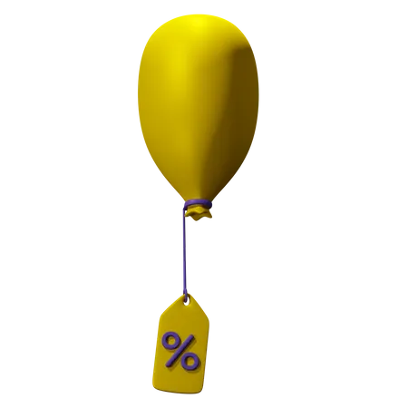 Balloon with discount label 3D Icon