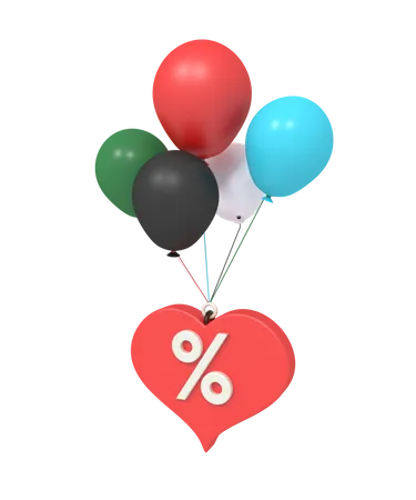 Balloon With Discount Love  3D Icon