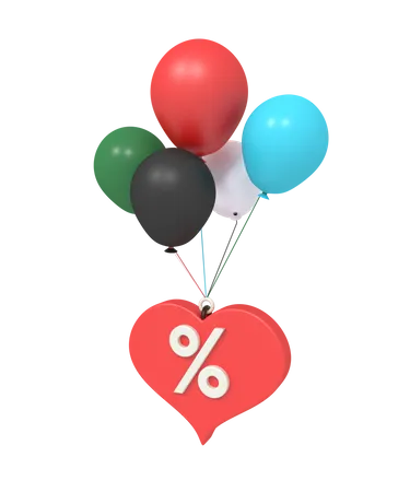 Balloon With Discount Love 3D Icon