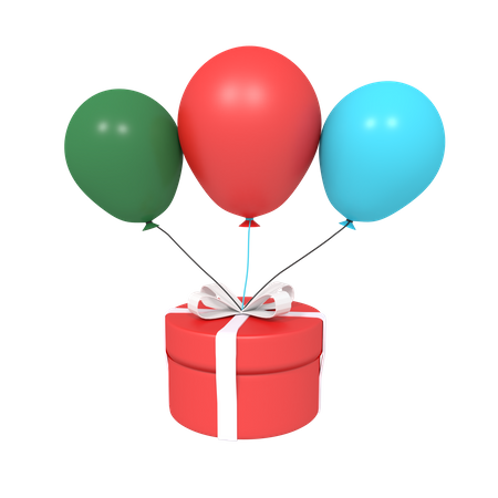 Balloon With Gift  3D Icon