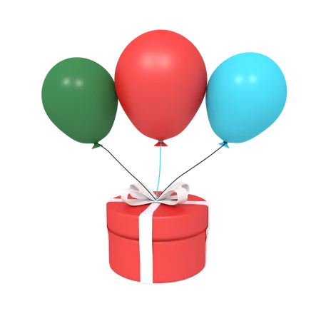 Balloon With Gift  3D Icon