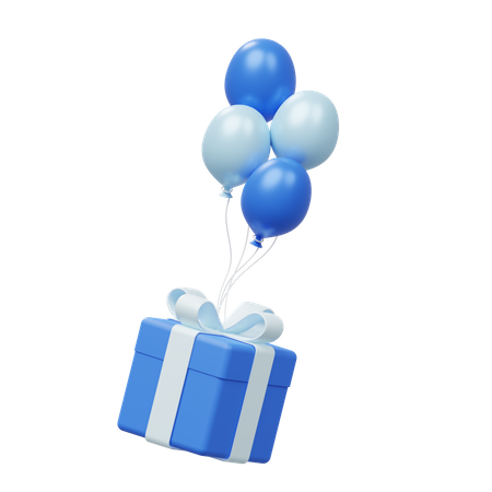 Balloon With Gift Box  3D Icon