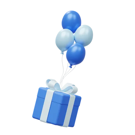 Balloon With Gift Box  3D Icon