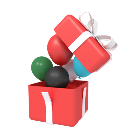 Balloon With Surprise Gift  3D Icon