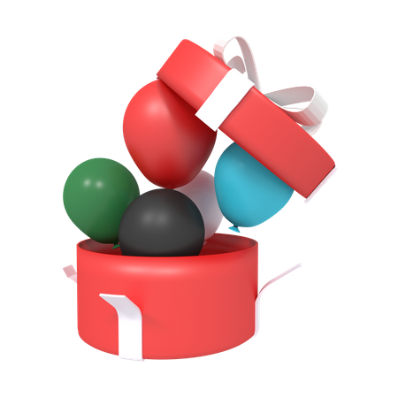 Balloon With Surprise Gift  3D Icon