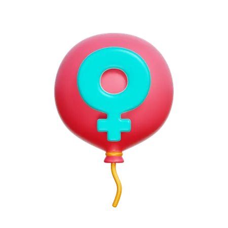 Balloon with Women Symbol  3D Icon