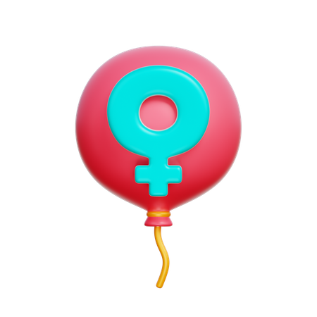 Balloon with Women Symbol 3D Icon