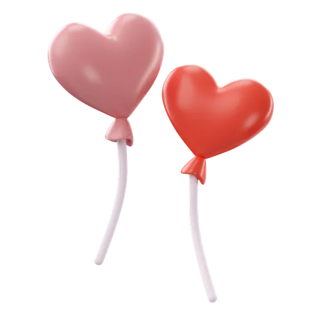 3 D Illustration Of Valentines Heart Balloons Icon 3D Icon