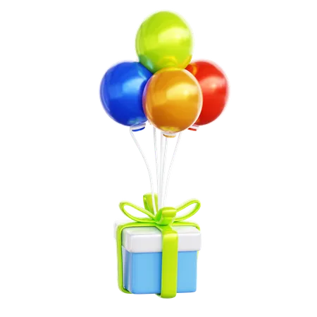 Balloons And Present  3D Icon
