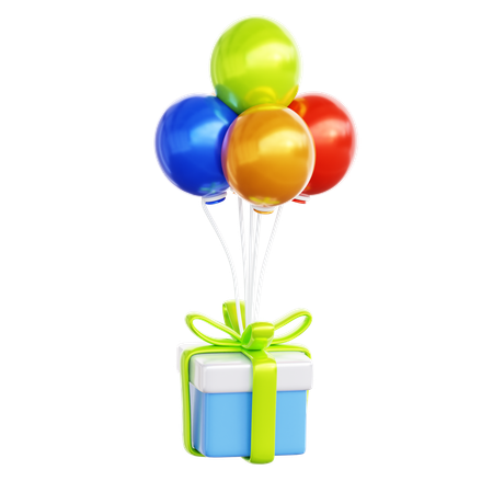 Balloons And Present  3D Icon