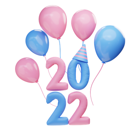 Balloons of 2022  3D Illustration