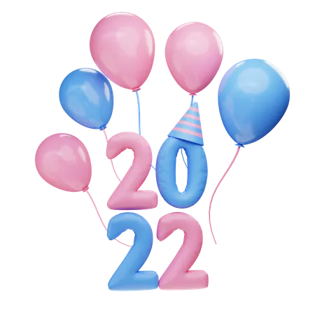 Balloons of 2022  3D Illustration