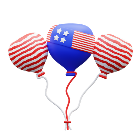 Balões da bandeira americana  3D Icon