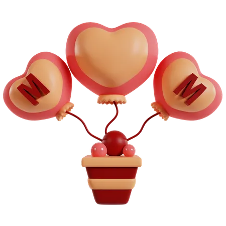 Balões em formato de coração para mamãe  3D Icon