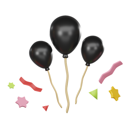 Balões pretos  3D Icon