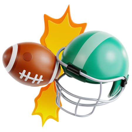 Balón de fútbol atascado en la red o el casco  3D Icon
