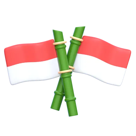 Bamboo Indonesia Flag  3D Icon